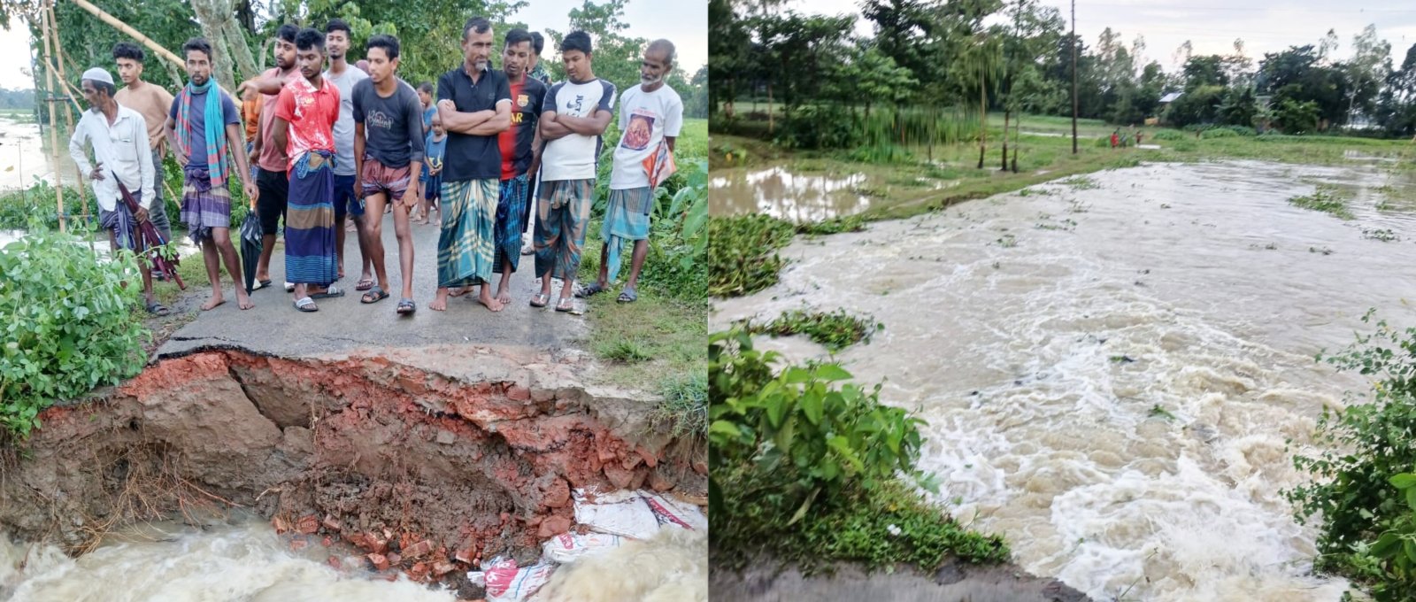 কুশিয়ারার পানির তোড়ে জগন্নাথপুরে সড়ক ভেঙে যোগাযোগ বিচ্ছিন্ন, দুর্ভোগে হাজারো মানুষ