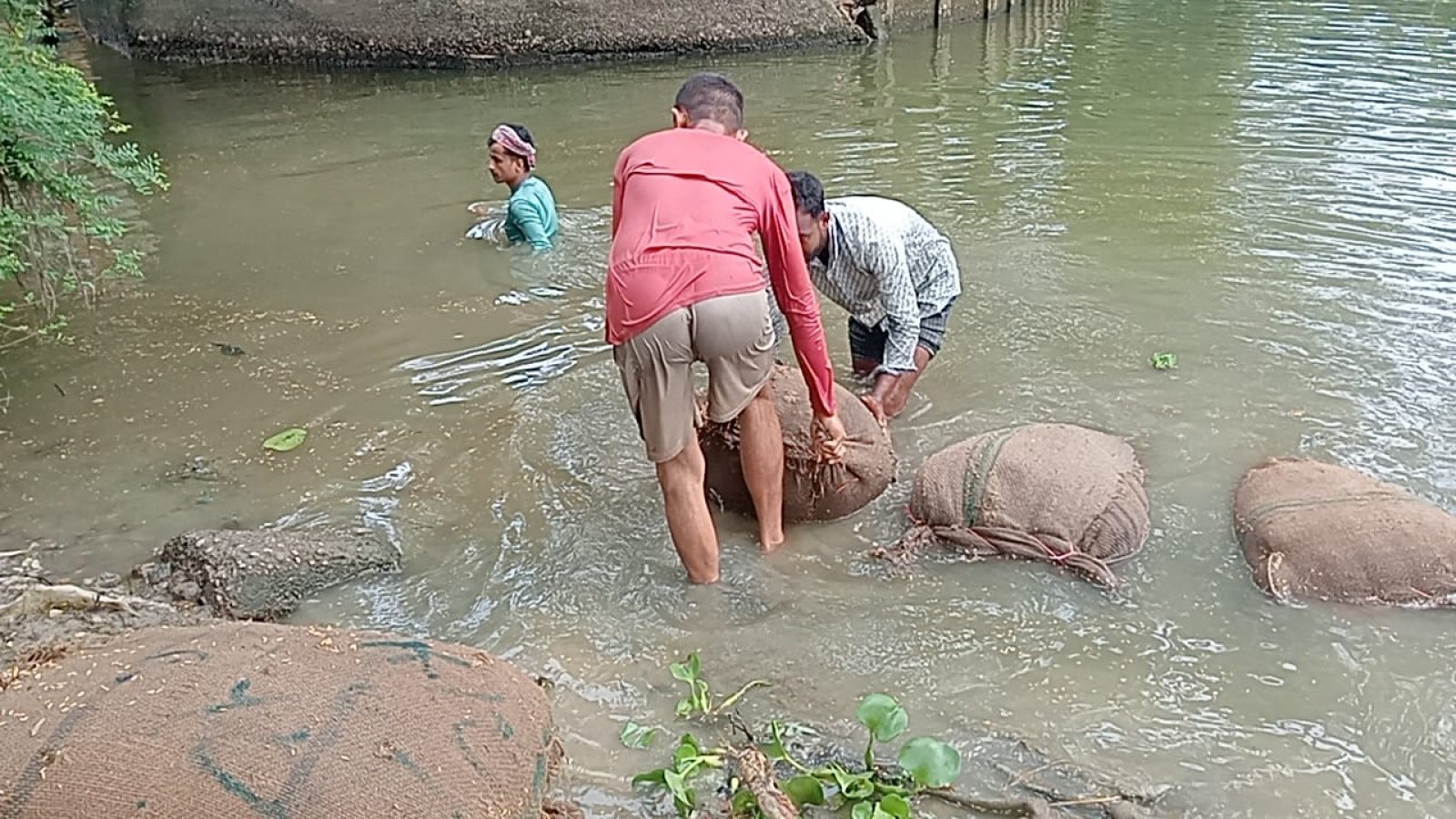 ভাঙা সড়কে নিয়ন্ত্রণ হারিয়ে ধানবোঝাই হেন্ট্রলি খাদে