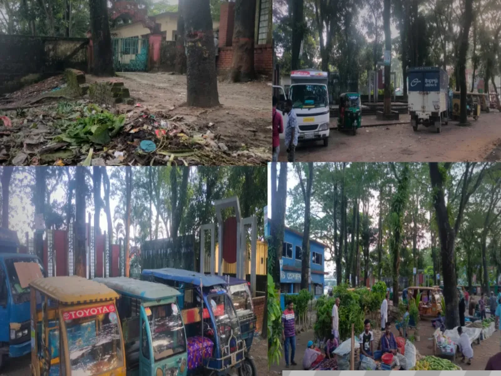 গোয়াইনঘাটে শহীদ মিনারের সামনেই ময়লার স্তূপ, যত্রতত্র গাড়ি পার্কিং
