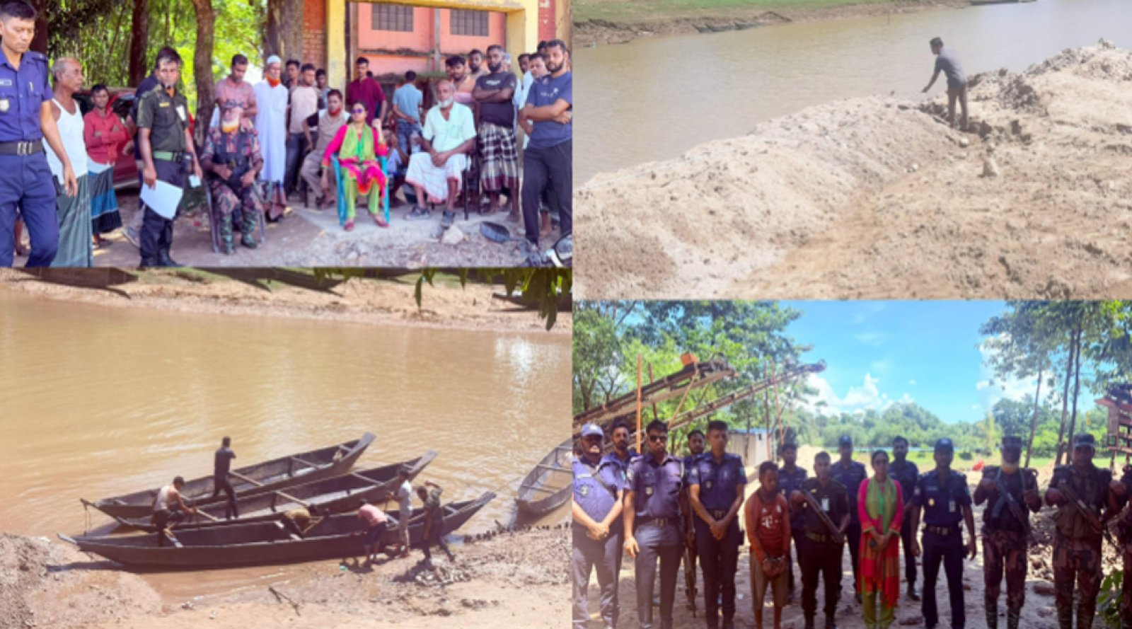 জৈন্তাপুরে রাংপানি নদীতে টাস্কফোর্সের অভিযান, ধ্বংস ২৭ নৌকা