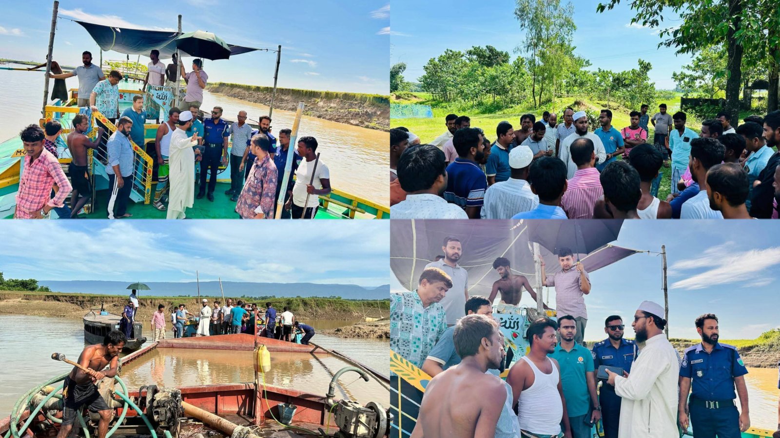 গোয়াইনঘাটে অবৈধ বালু উত্তোলনবিরোধী অভিযান, ৪ লিস্টার মেশিন ধ্বংস
