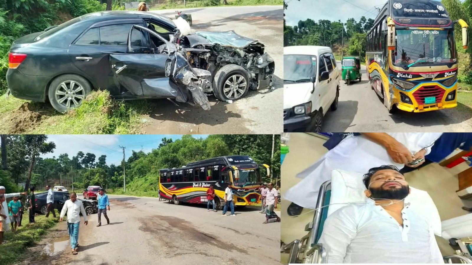 জৈন্তাপুরের বাস-প্রাইভেটকার সংঘর্ষ, গুরুতর আহত ১