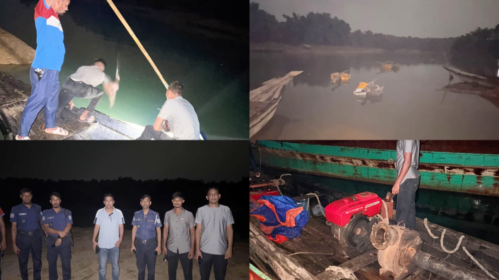 জৈন্তাপুরে গভীর রাতে সারী-২ নদীতে অভিযান, বালু উত্তোলনের বোমা মেশিন জব্দ