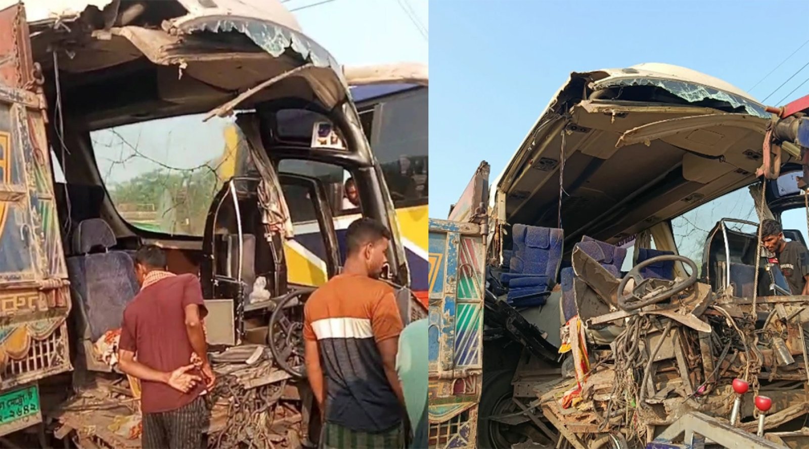 নবীগঞ্জে বাস-ট্রাকের সংঘর্ষে নারীসহ ৯ জন আহত