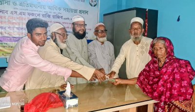 ধর্মপাশায় প্রবাসীদের সহায়তা, বৃদ্ধাকে ২০ হাজার টাকা প্রদান