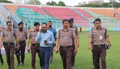 প্রধানমন্ত্রীর সিলেট সফর ঘিরে জেলা স্টেডিয়াম পরিদর্শনে এসএমপি কমিশনার