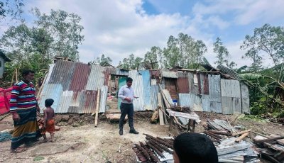লাখাইয়ে কালবৈশাখী ঝড়ে গ্রামজুড়ে ব্যাপক ক্ষতি, ক্ষতিগ্রস্ত এলাকা পরিদর্শনে ইউএনও সৈয়দ মুরাদ ইসলাম