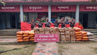 সিলেট সীমান্তে বিজিবির অভিযানে ৭২ লাখ টাকার চোরাচালানী মালামাল আটক
