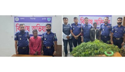 লাখাই থানা পুলিশের মাদকবিরোধী অভিযানে ইয়াবা ও গাঁজাসহ ২ কারবারি গ্রেফতার