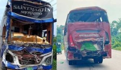 ওসমানীনগরে দাঁড়িয়ে থাকা বাসে পেছন থেকে ধাক্কা, নিহত চালক-হেলপার