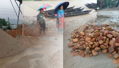 জৈন্তাপুরে অবৈধ বালু-পাথর উত্তোলনের বিরুদ্ধে অভিযান, পে-লোডার জব্দ ও এক লাখ টাকা জরিমানা