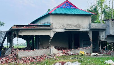 লাখাইয়ে বৃদ্ধের মৃত্যুর পর প্রতিপক্ষের পুরুষশূন্য বাড়িতে ভাঙচুর-লুটপাটের অভিযোগ