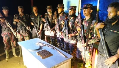 জকিগঞ্জে বিজিবি-র‍্যাবের যৌথ অভিযান: ওয়ান শুটার গান, ডেটোনেটর ও বিস্ফোরক উদ্ধার