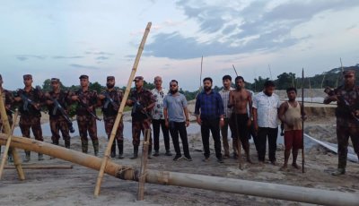 গোয়াইনঘাটে অবৈধ বালু উত্তোলনের বিরুদ্ধে টাস্কফোর্সের সাঁড়াশি অভিযান: ধ্বংস ১৬ ড্রেজার-নৌকা, জরিমানা ১ লাখ টাকা