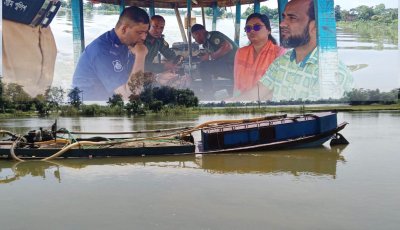 জৈন্তাপুরে অবৈধ বোমা মেশিনে বালু উত্তোলনের বিরুদ্ধে অভিযান, দুই নৌকার মালিককে ২ লাখ টাকা জরিমানা
