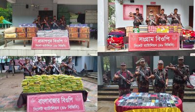সিলেট সীমান্তে ৪৭ লাখ টাকার চোরাচালান পণ্য আটক