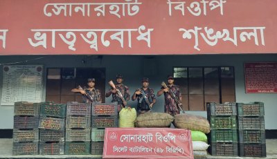 সিলেট সীমান্তে ২৪ লাখ টাকার চোরাচালান পণ্য আটক