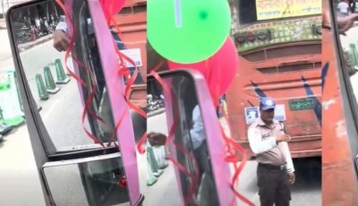 প্রথম দিনেই পিংক বাসে বলাকার ধাক্কা, গুনতে হলো জরিমানা