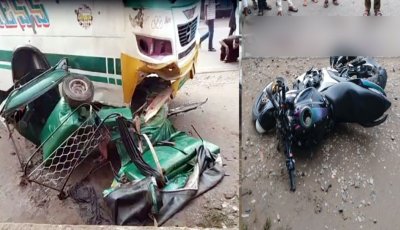দক্ষিণ সুরমায় বাস-সিএনজি-মোটরসাইকেলের ত্রিমুখী সংঘর্ষ, আহত ২