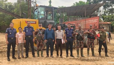 জৈন্তাপুরে রাংপানি নদীতে টাস্কফোর্সের অভিযান, ৮,হাজার ঘনফুট বালু ও পেলুডার জব্দ