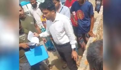 কুলাউড়ায় সরকারি রাস্তা দখল করে বাউন্ডারি নির্মাণ, ১০ হাজার টাকা জরিমানা