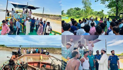 গোয়াইনঘাটে অবৈধ বালু উত্তোলনবিরোধী অভিযান, ৪ লিস্টার মেশিন ধ্বংস