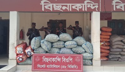 সিলেট সীমান্তে ২৬ লাখ টাকার চোরাচালানি মালামাল জব্দ