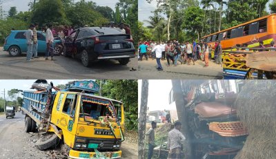 বাস-ট্রাকের সংঘর্ষের পর প্রাইভেট কার দুর্ঘটনা, জৈন্তাপুরে নিহত ৩