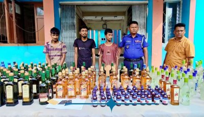 জৈন্তাপুরে কলাপাতার নিচে মিলল মদ, ফেনসিডিল ও ইয়াবা, আটক ৩