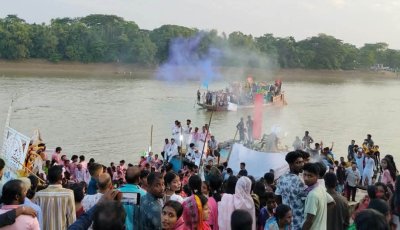 বালাগঞ্জে প্রতিমা বিসর্জনে সম্পন্ন শারদীয় দুর্গোৎসব, কুশিয়ারা নদীর দুই পাড়ে ভক্তদের ঢল