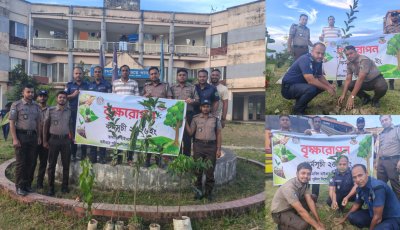 পরিবেশ রক্ষায় তামাবিল হাইওয়ে পুলিশ ফাঁড়িতে বৃক্ষরোপণ কর্মসূচি