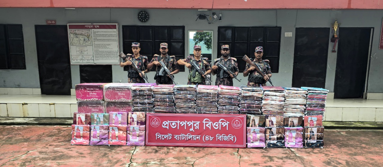সিলেট সীমান্তে বিজিবির অভিযানে ৮০ লক্ষ টাকার ভারতীয় চোরাই পন্য জব্দ