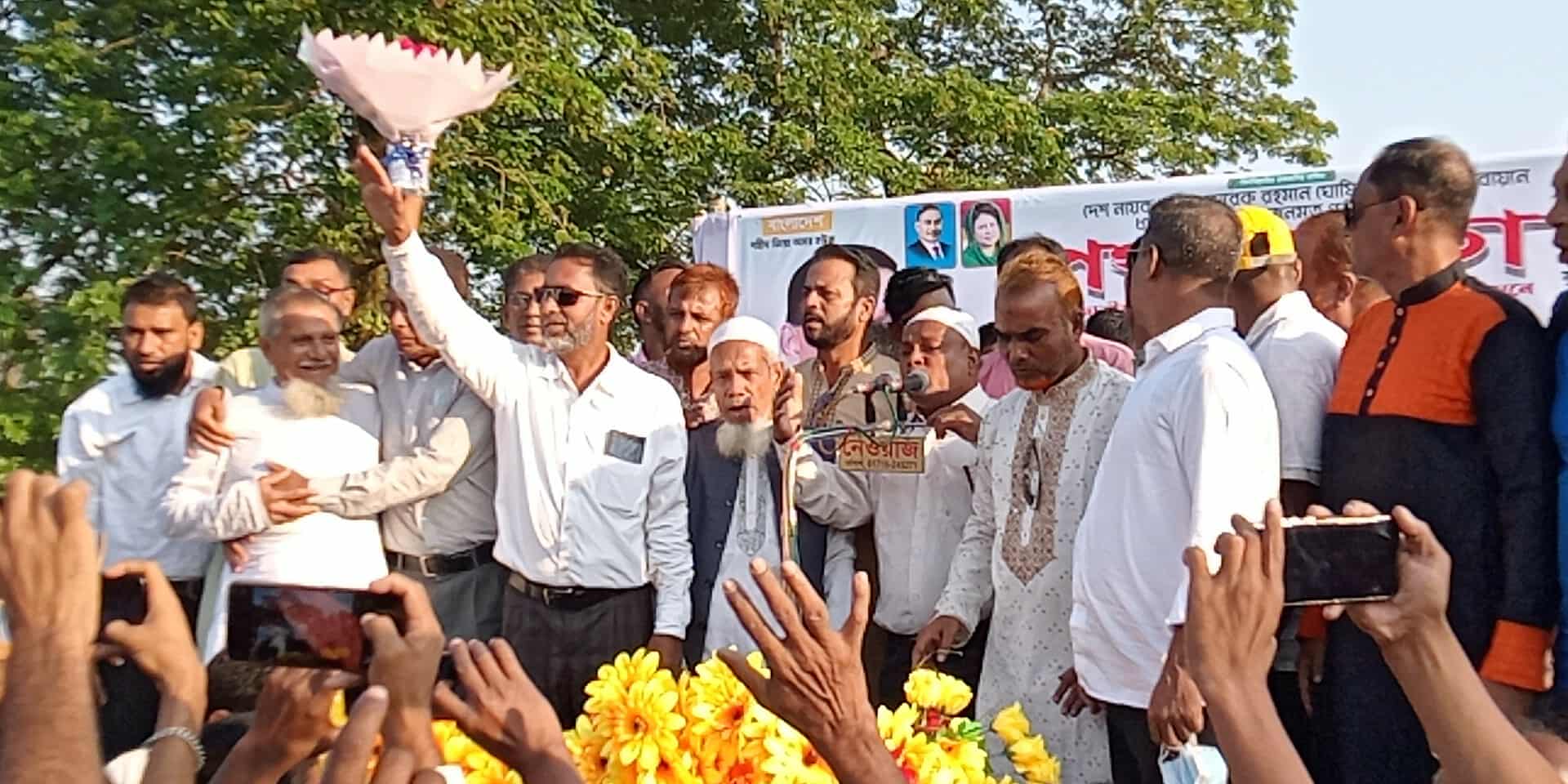 ধর্মপাশায় বিএনপির মনোনীত প্রার্থী আনিসুল হকের পথ সভা