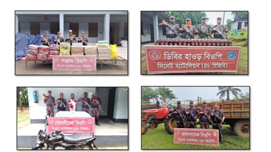 সিলেট ও সুনামগঞ্জ সীমান্তে ১ কোটি ২০ লাখ টাকার চোরাই পণ্য জব্দ