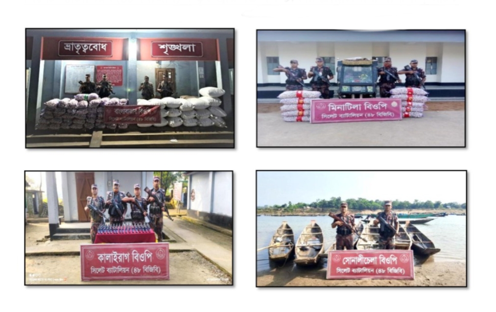 সিলেটে বিজিবির অভিযানে ৭৩ লাখ টাকার ভারতীয় পন্য জব্দ