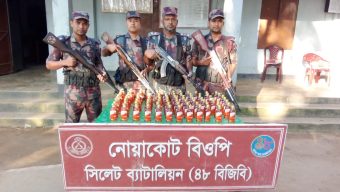 সিলেট-সুনামগঞ্জ সীমান্তে বিজিবির অভিযানে ৬৪ লাখ টাকার চোরাচালানী মালামাল জব্দ