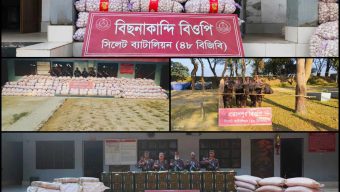 সিলেট- সুনামগঞ্জ সীমান্তে বিজিবির অভিযানে ৯৯ লক্ষ টাকার চোরাই পন্য জব্দ 