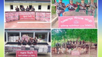সিলেট ও সুনামগঞ্জ সীমান্তে পৃথক অভিযানে পৌনে ৩  কোটি টাকার ভারতীয় চোরাই পণ্য জব্দ