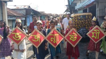 ছাতকে শ্রীকৃষ্ণের জন্মাষ্টমীতে মঙ্গল শোভাযাত্রা 