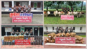 সিলেট সীমান্তে ১ কোটি ১৫ লক্ষ টাকার চোরাচালানী পণ্য জব্দ