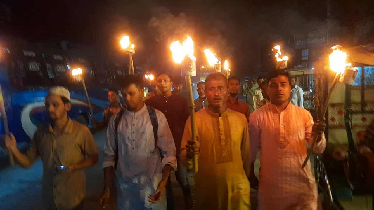 ভিপি নুরের উপর হামলার প্রতিবাদে জৈন্তাপুরে গণঅধিকার পরিষদের মশাল মিছিল