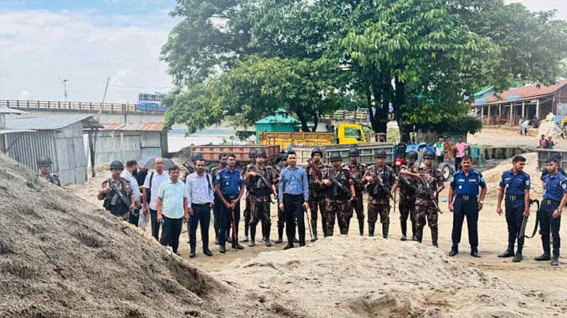গোয়াইনঘাটে ৬০ হাজার ঘনফুট বালু জব্দ